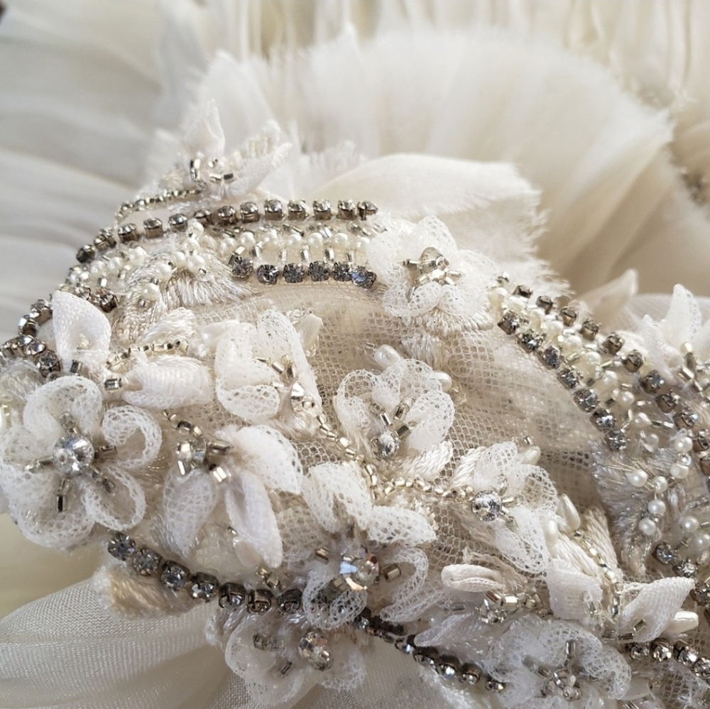 Lazaro 3059 Beaded Embellished Art Deco Wedding Gown Size 14 - Picture 7 of 16